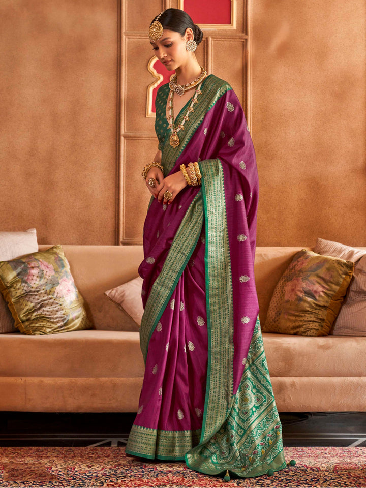 Green silk saree crafted for elegance and style.