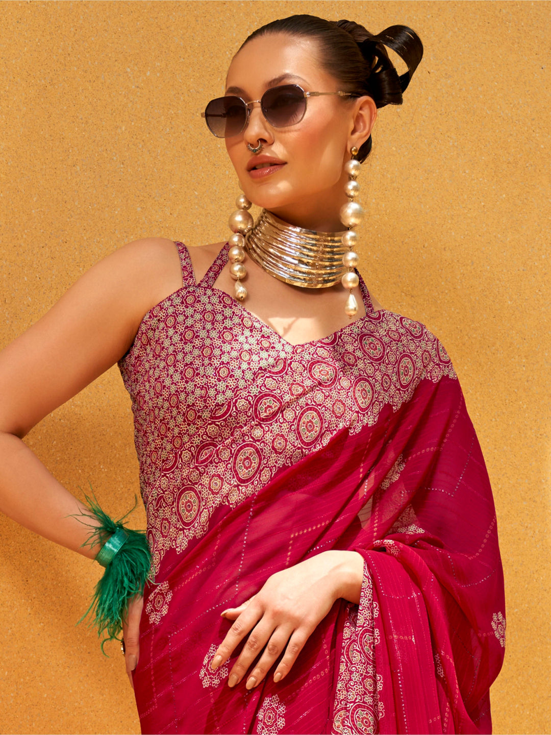 Vibrant color luxurious fabric exclusive attire crafted for elegance and style.