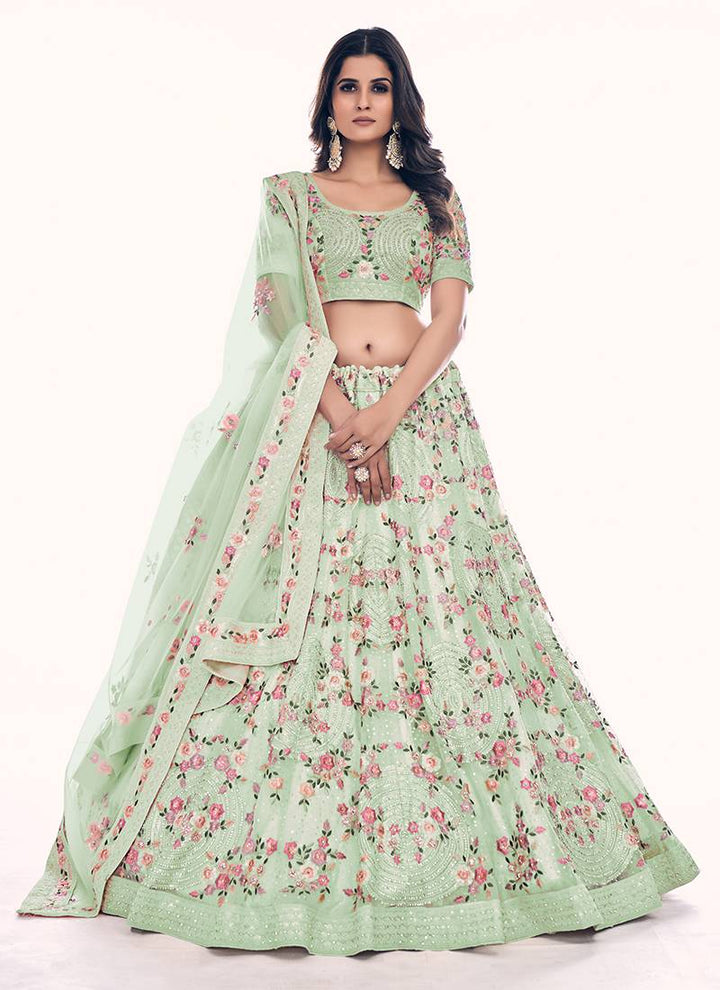 Designer Embroidered Lehenga Choli Set | Soft Net Lehenga for Women