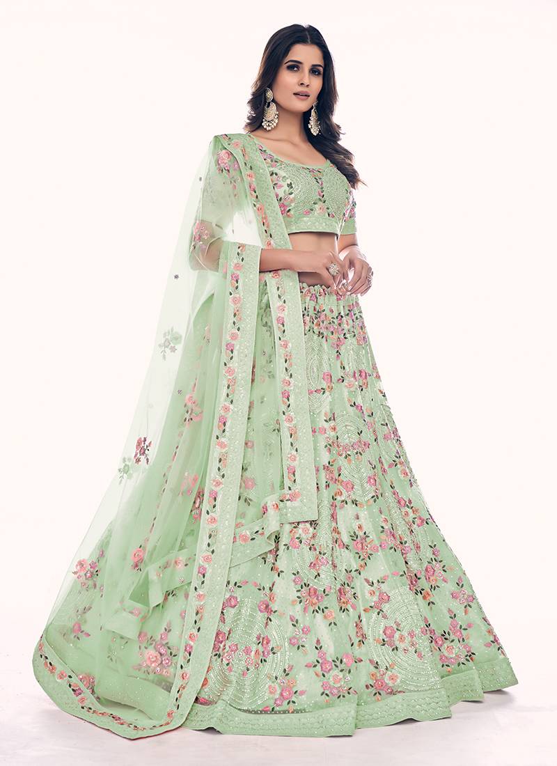 Designer Embroidered Lehenga Choli Set | Soft Net Lehenga for Women