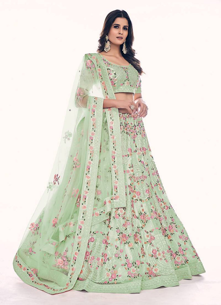 Designer Embroidered Lehenga Choli Set | Soft Net Lehenga for Women