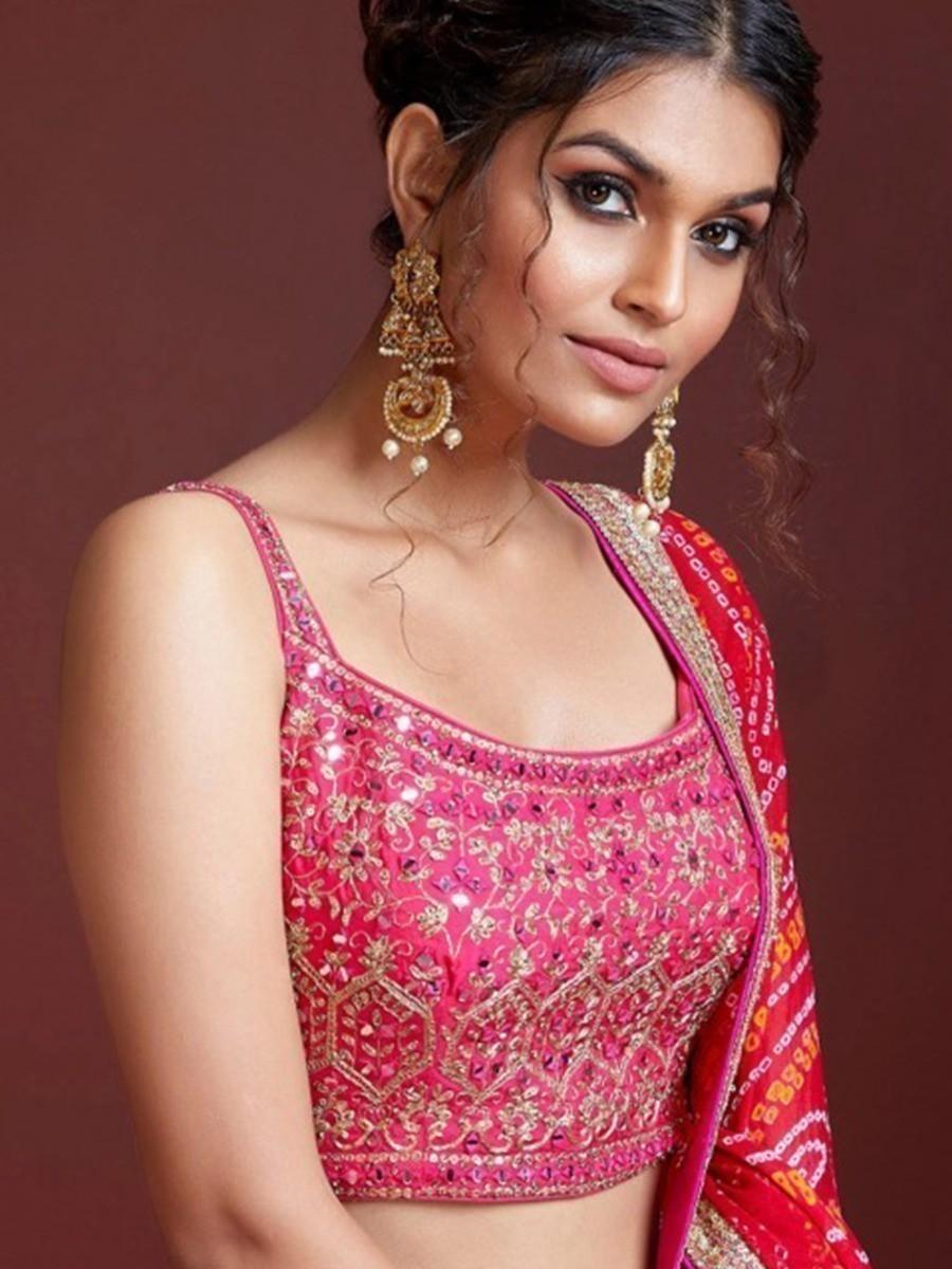 Beautiful party wear pink lehenga choli with heavy embroidery.