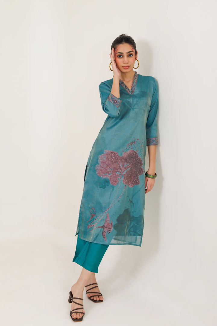 Co-Ord Set rama | A Blend of tissue-silk and digital embroidery work for Style