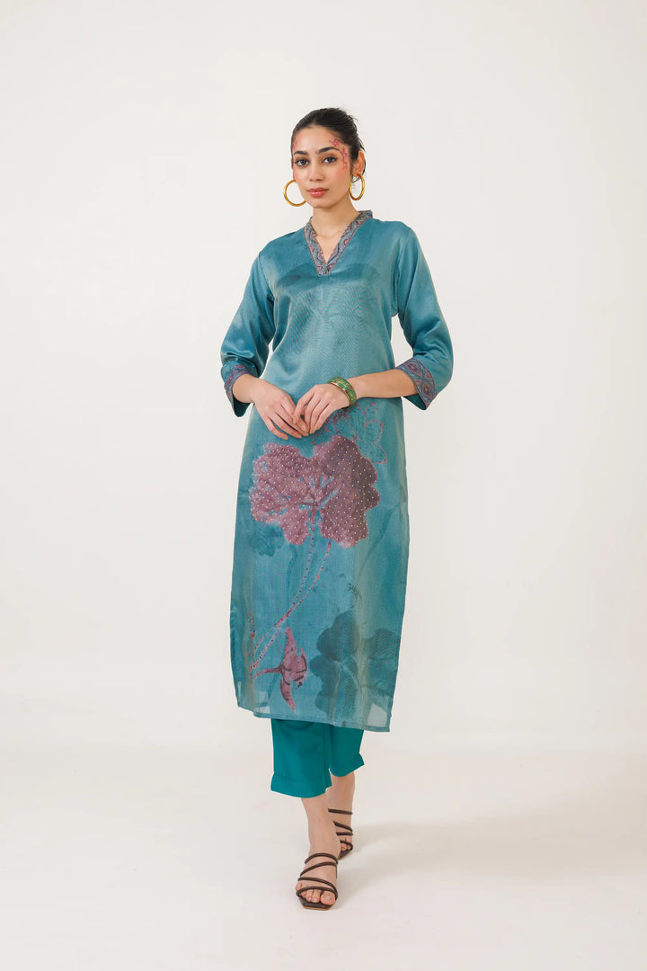 Co-Ord Set rama | A Blend of tissue-silk and digital embroidery work for Style