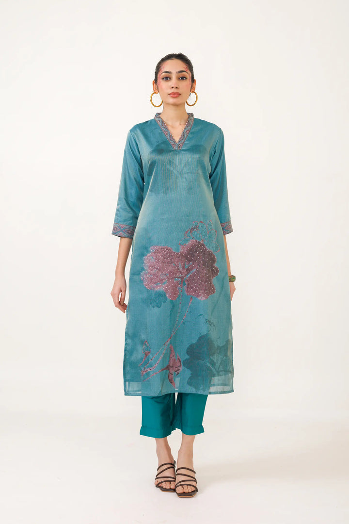 Co-Ord Set rama | A Blend of tissue-silk and digital embroidery work for Style