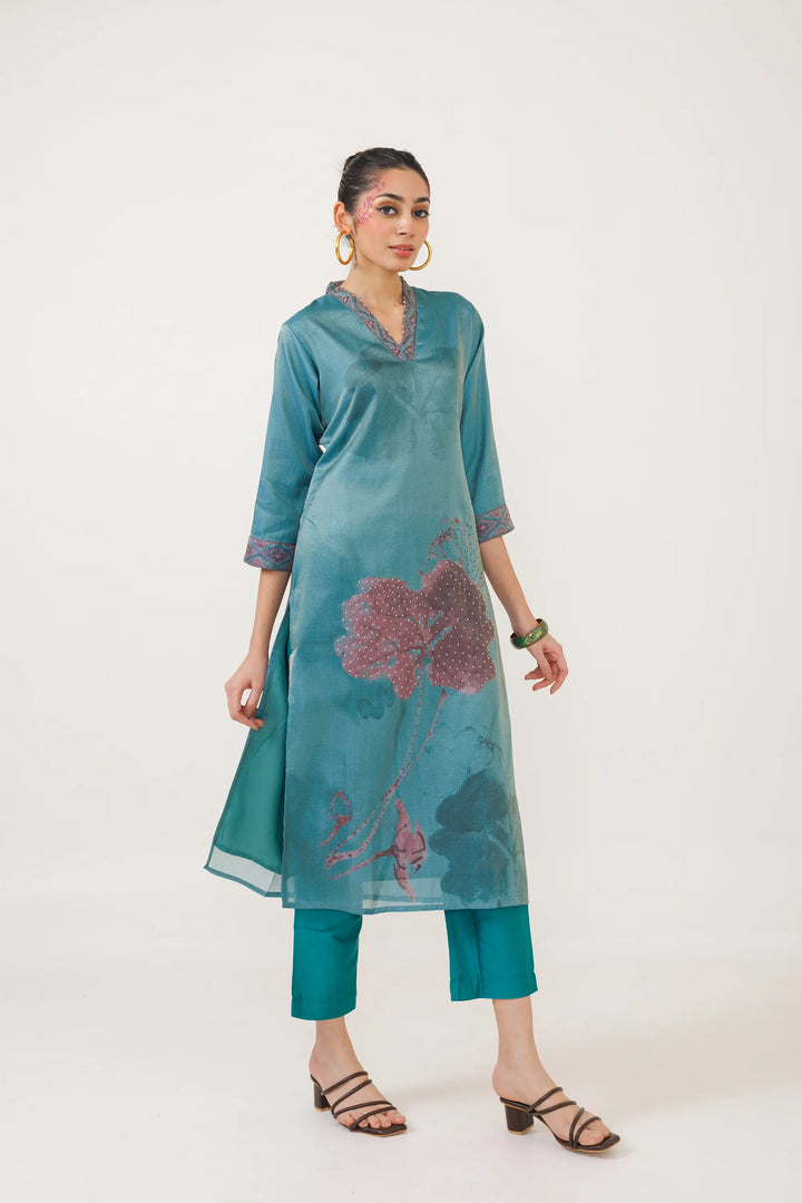 Co-Ord Set rama | A Blend of tissue-silk and digital embroidery work for Style