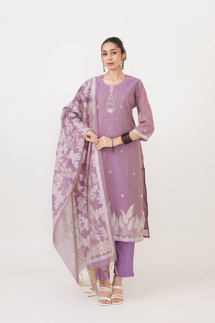 Exclusive lilac Kurtis Set | embroidery hand work Design for Special Occasions