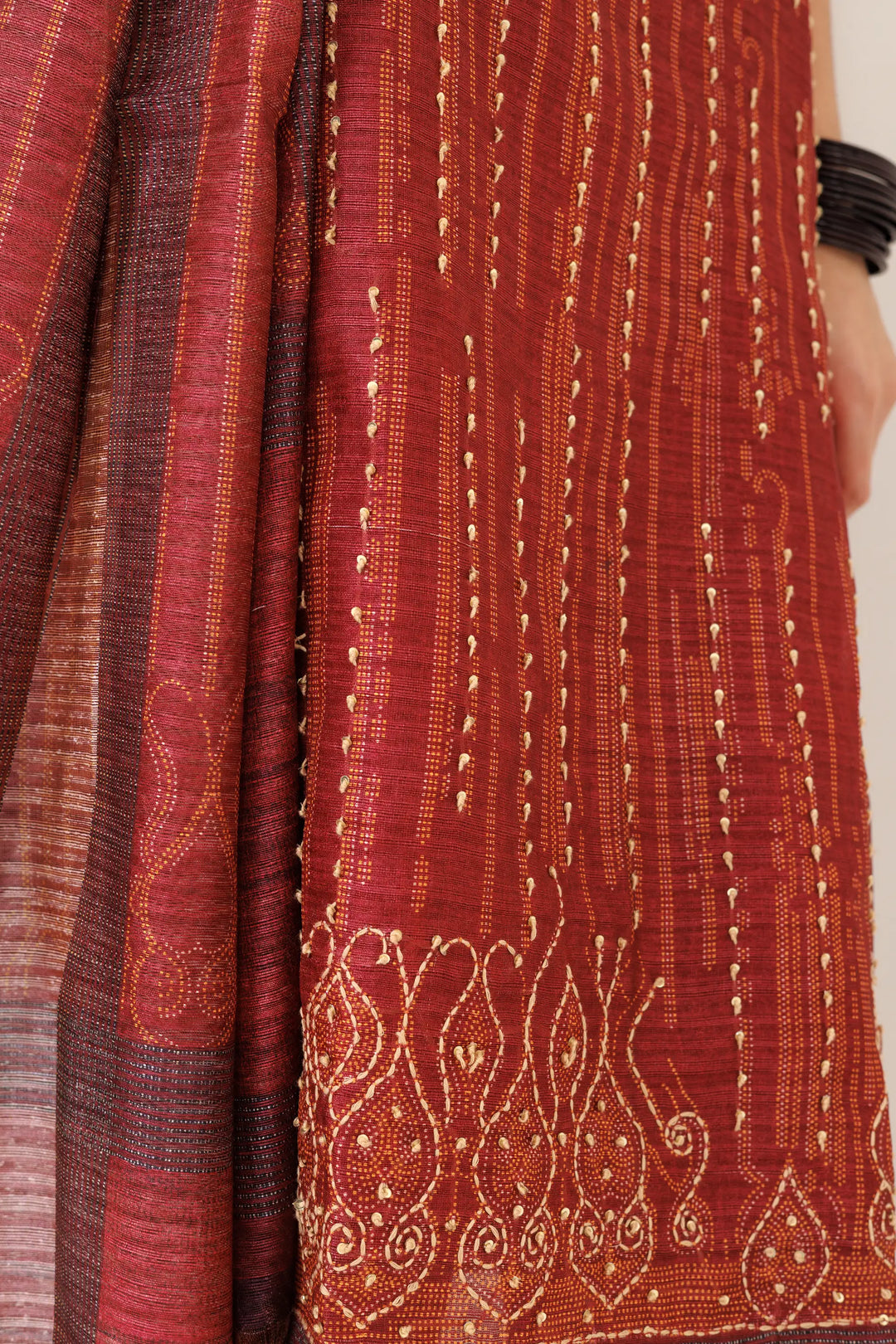 Kurtis Set bright-red | A Blend of chanderi and digital printed hand work for St