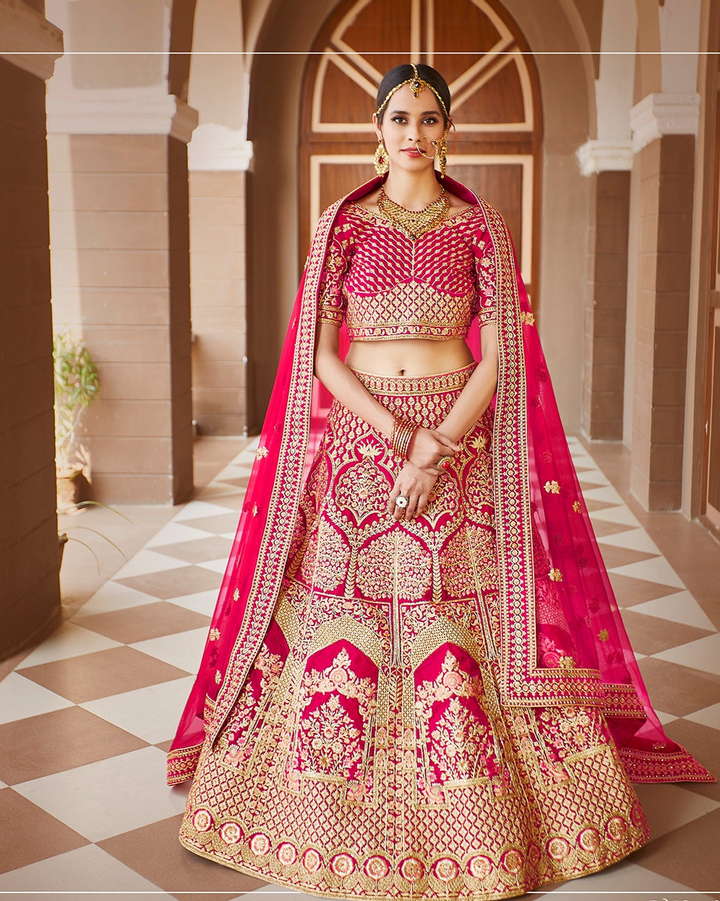 Pink Velvet Lehenga | Designer Handwork Wedding Lehenga Choli