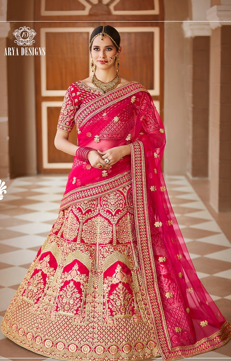 Pink Velvet Lehenga | Designer Handwork Wedding Lehenga Choli