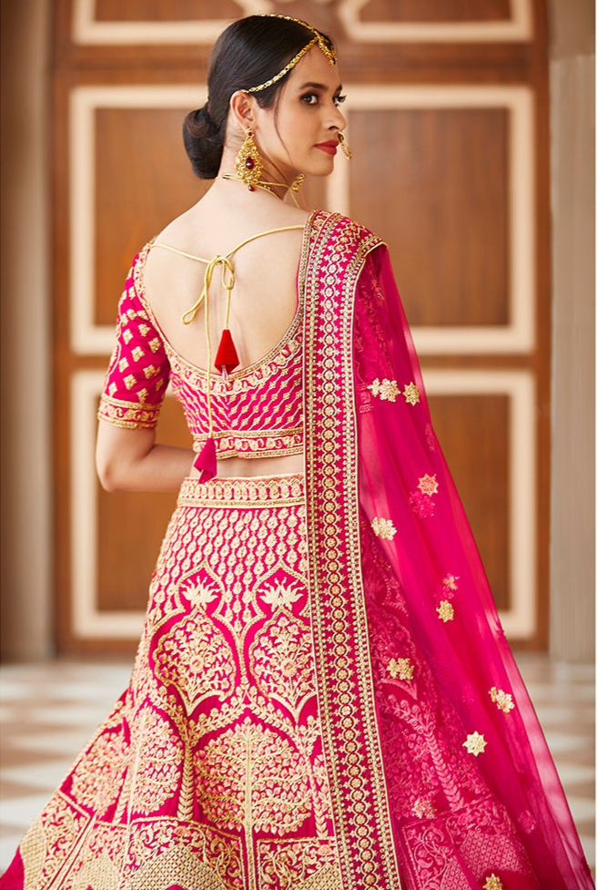 Pink Velvet Lehenga | Designer Handwork Wedding Lehenga Choli