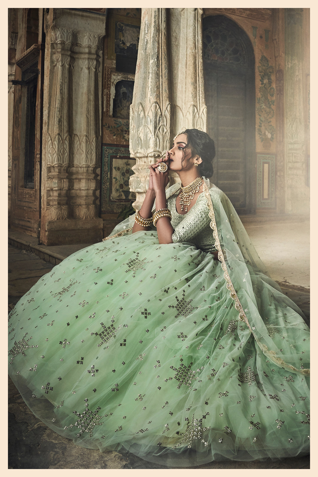 Sea Green Art Silk Lehenga Choli | Bridal Wear for Weddings