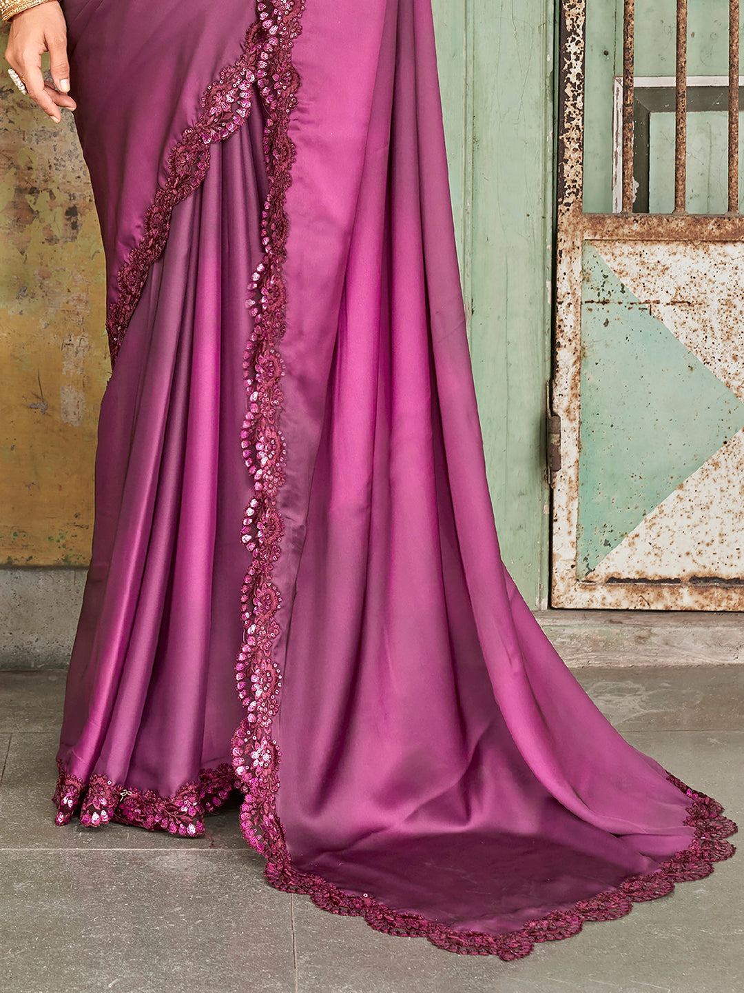 Vibrant color luxurious fabric exclusive attire crafted for elegance and style.