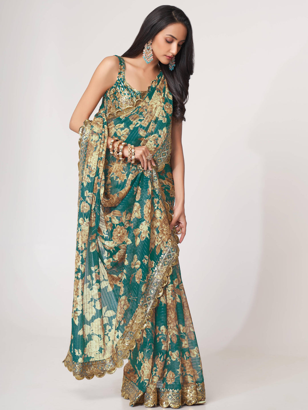 Vibrant color luxurious fabric exclusive attire crafted for elegance and style.