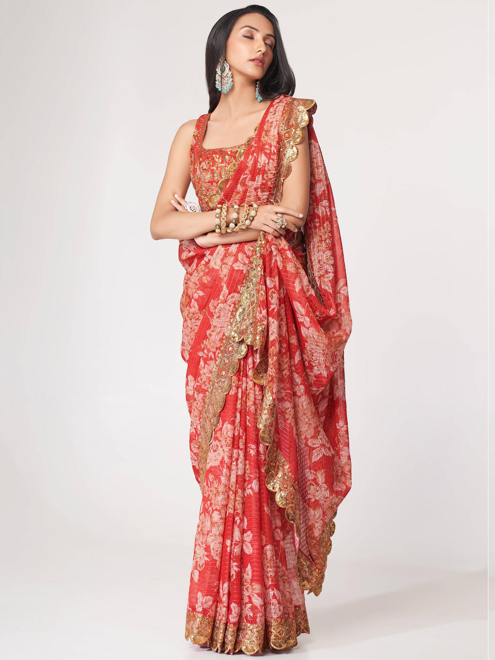 Vibrant color luxurious fabric exclusive attire crafted for elegance and style.