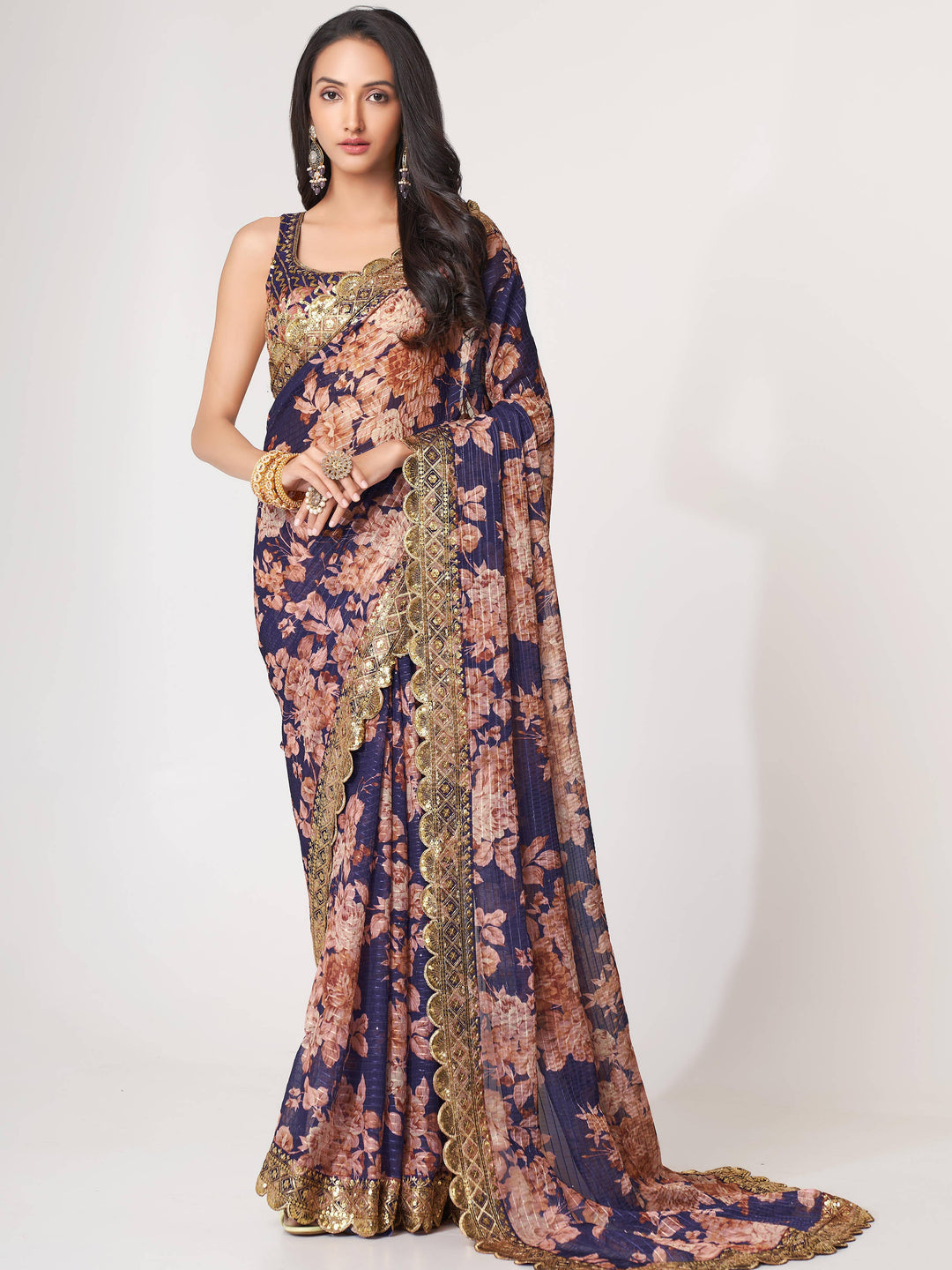 Purple luxurious fabric saree crafted for elegance and style.