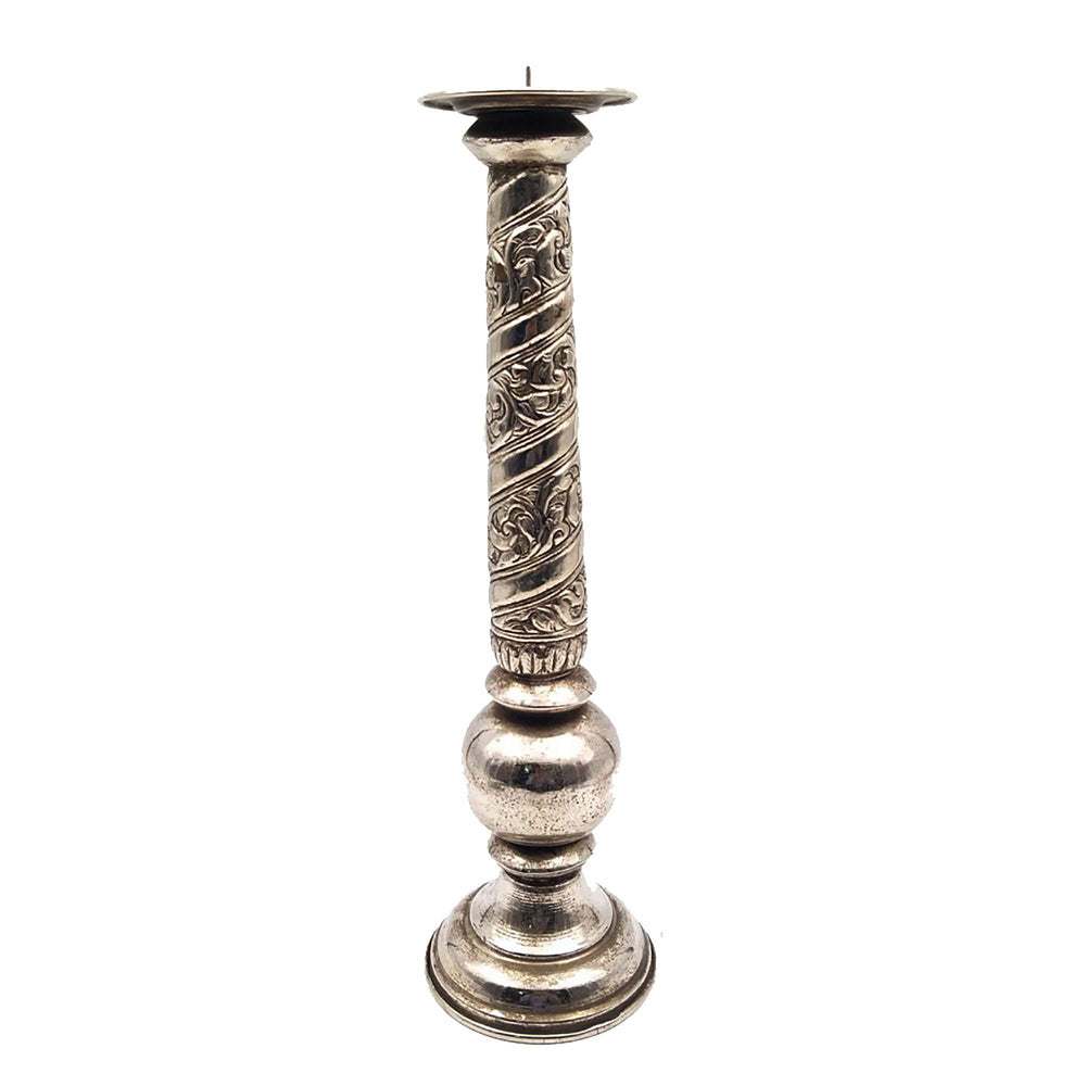 Modern silver German metal candle holder, a unique accent piece for stylish home decor.