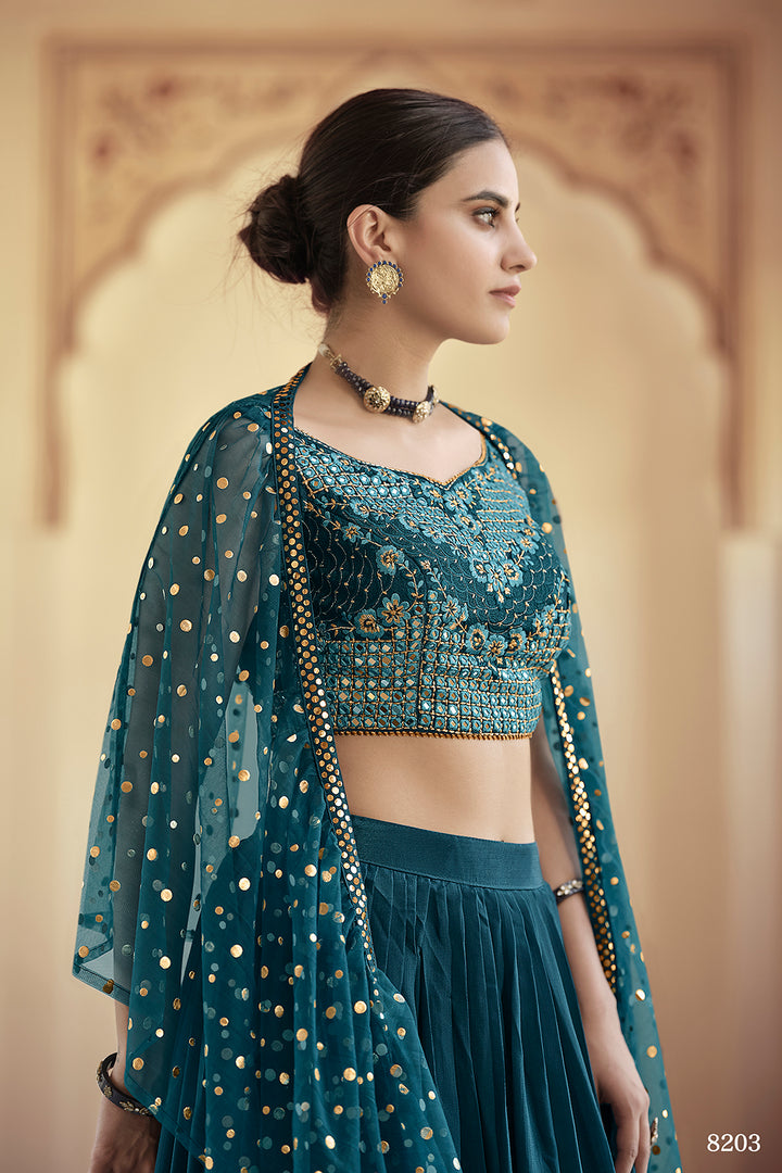 Bridal Lehenga in Bottle Green | Party Wear Lehenga with Sequins Work