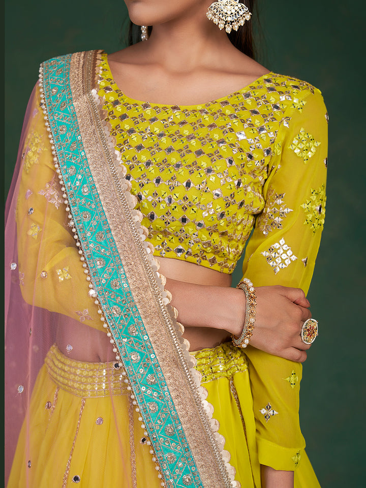 Traditional Lime Yellow Lehenga | Party Wear & Wedding Lehenga