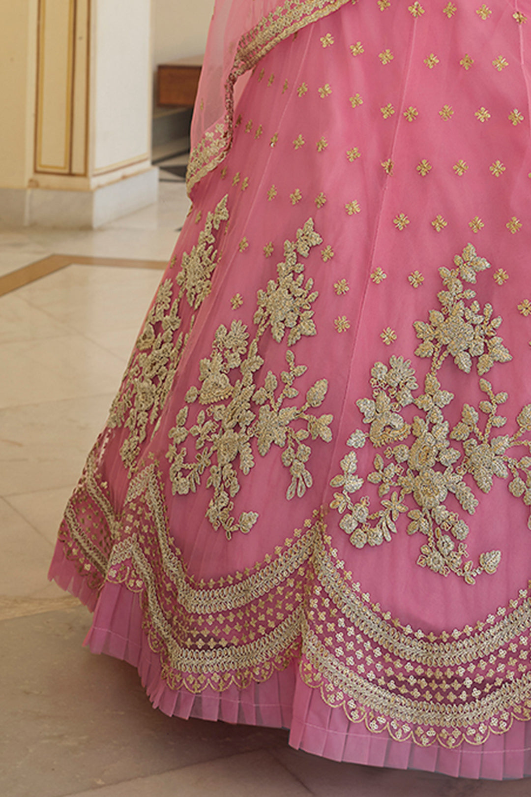 Designer Baby Pink Semi Stitched Lehenga | Soft Net with Blouse for Wedding