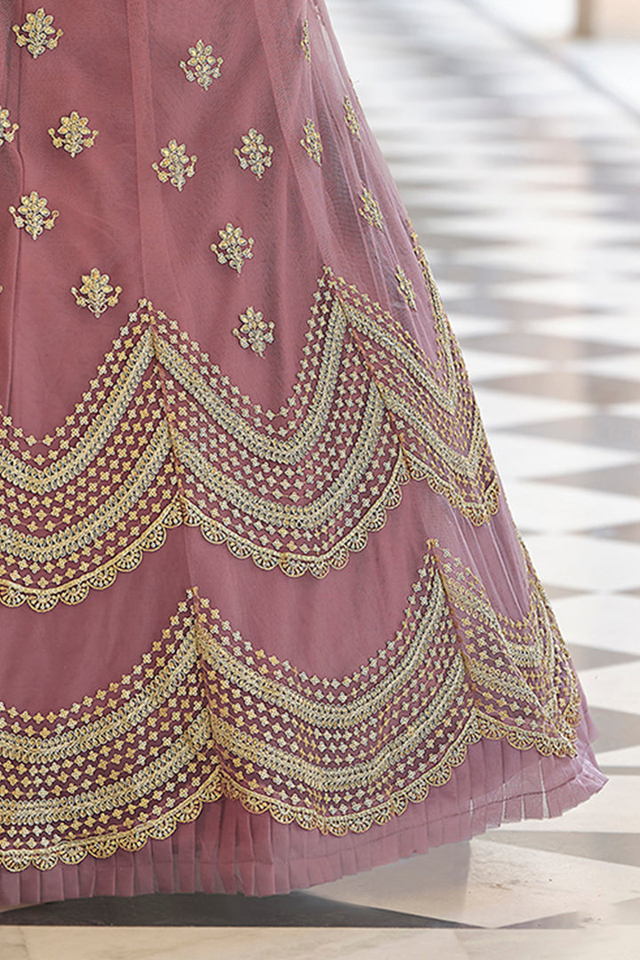 Elegant Mauve Lehenga Choli with Dori Work & Sequins | Bridal Lehenga