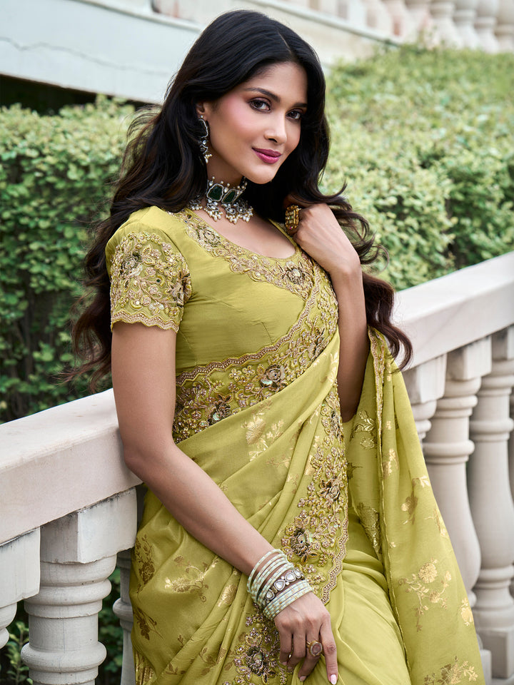 Vibrant color luxurious fabric exclusive attire crafted for elegance and style.