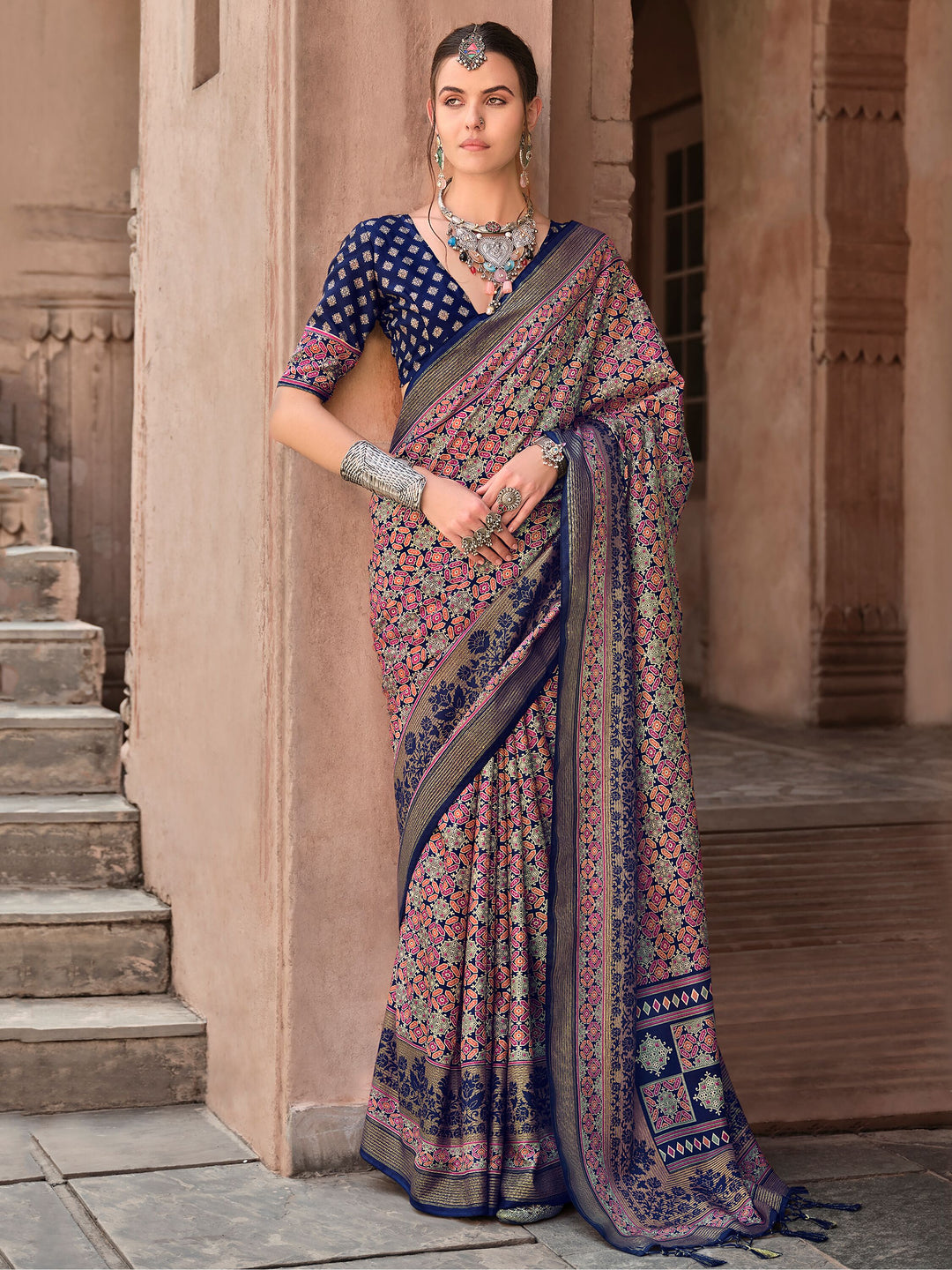 Blue silk saree crafted for elegance and style.