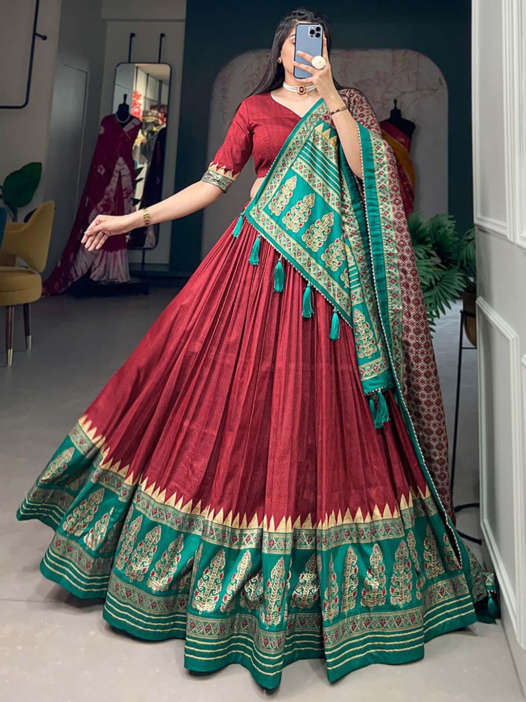 Festive Red Lehenga Choli | Traditional Indian Wedding Lehenga