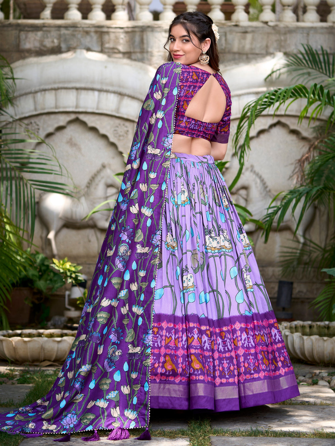 Incredible Lavender Patola Printed Silk Traditional Lehenga Choli