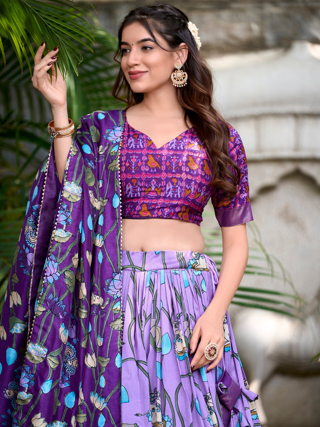 Incredible Lavender Patola Printed Silk Traditional Lehenga Choli