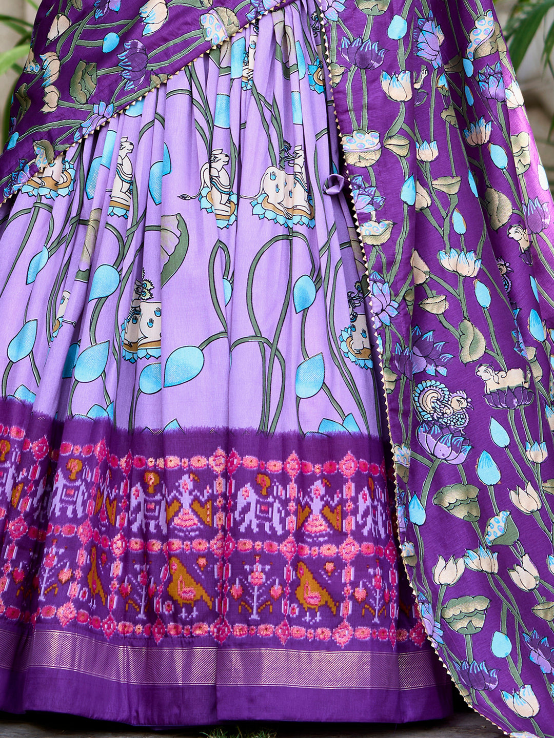 Incredible Lavender Patola Printed Silk Traditional Lehenga Choli