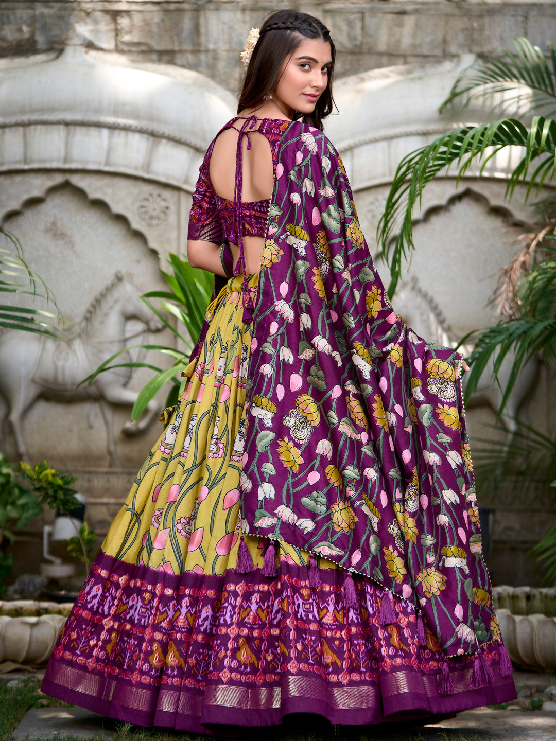 Awesome Yellow Patola Printed Silk Lehenga Choli With Dupatta