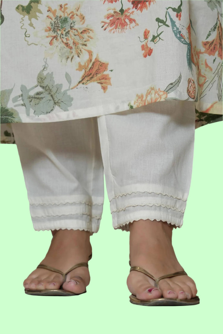 Elegant cream cotton kurta set for women, ideal for various occasions, providing a blend of comfort and trendy style