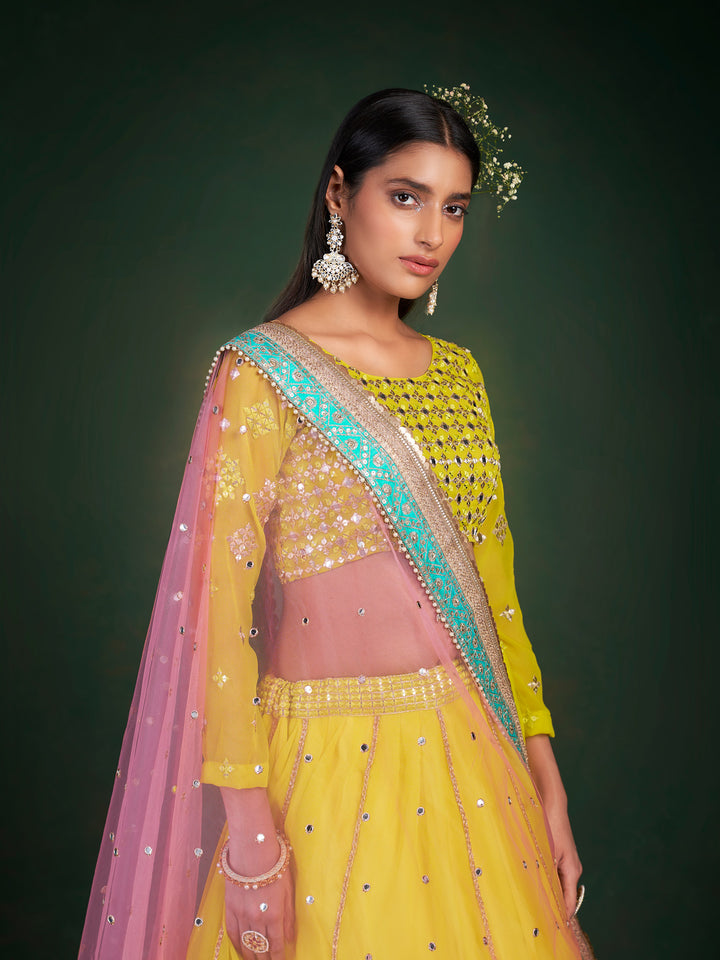 Traditional Lime Yellow Lehenga | Party Wear & Wedding Lehenga