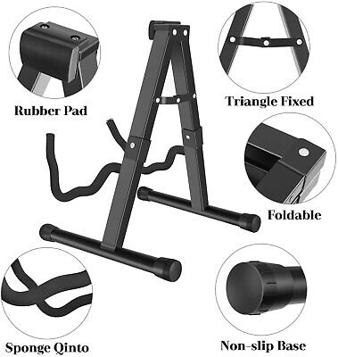 Foldable A-Frame Guitar Stand |Non-Slip Rubber and Foam Arms