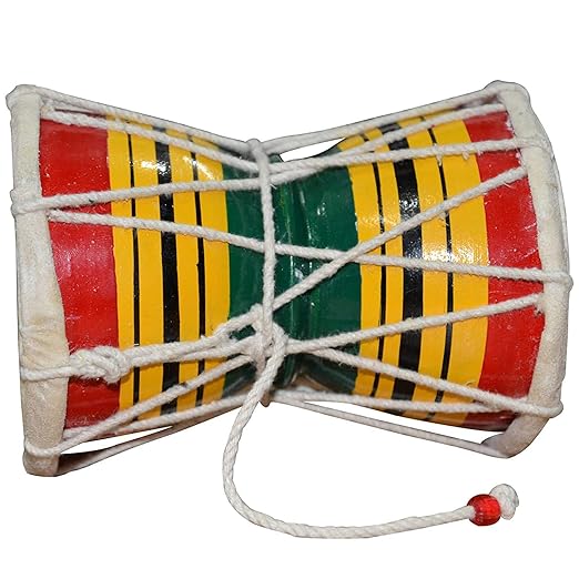 Classical Indian Folk Damaru | Handmade Percussion wooden & leather shiva Damaru