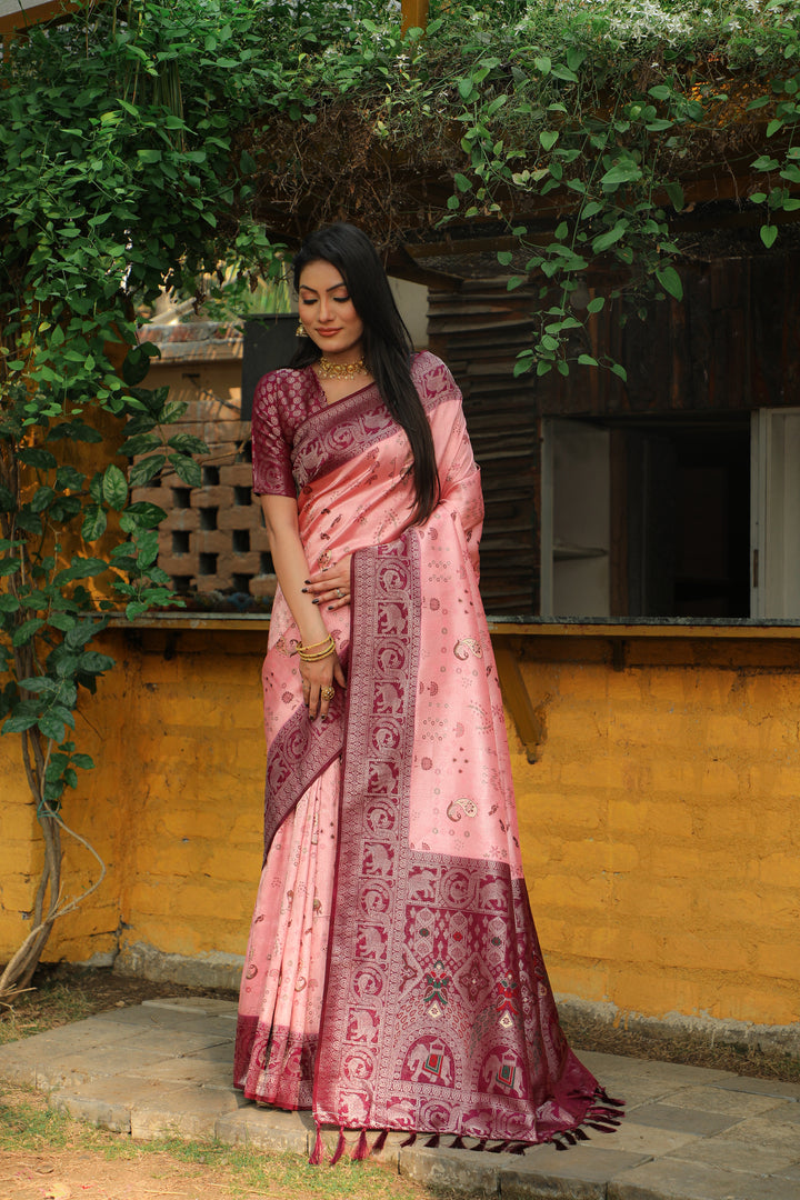 Elegant blue Kanjivaram soft silk saree with delicate weaving and traditional borders, perfect for cultural events.