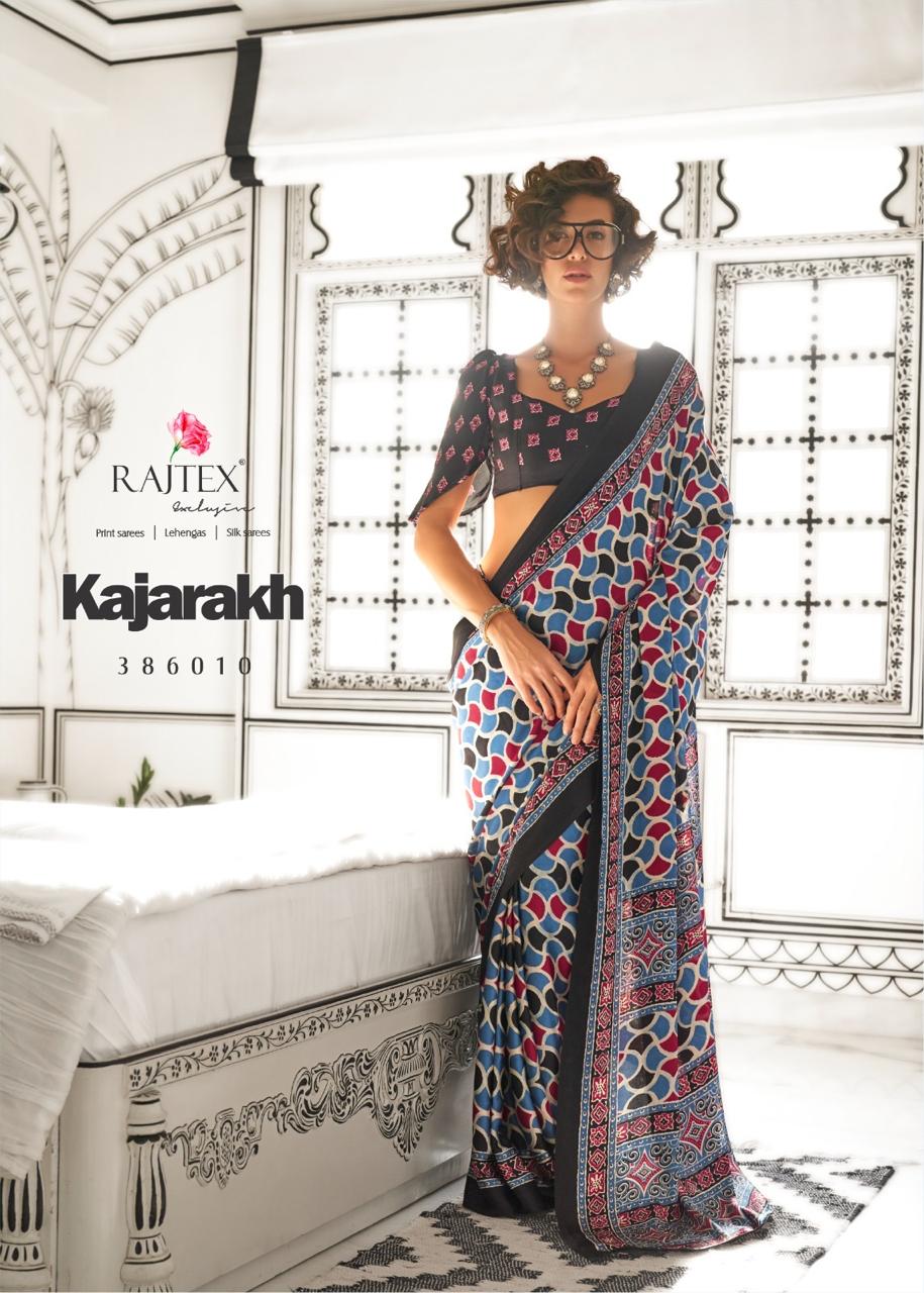 Luxurious satin sari with Ajrakh-inspired designs, perfect for USA buyers