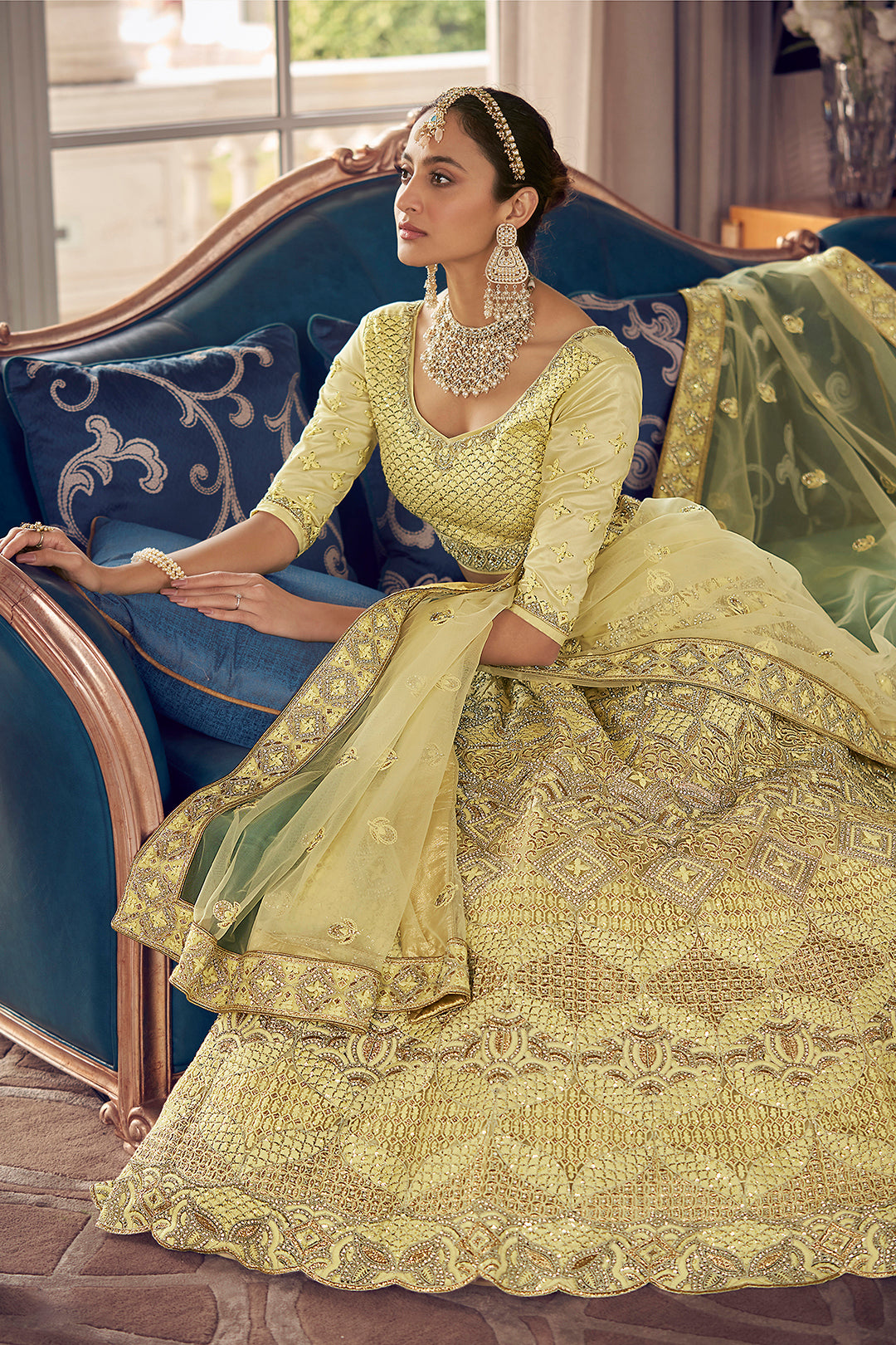 Romantic Yellow Lehenga Choli | Party Wear with Dupatta