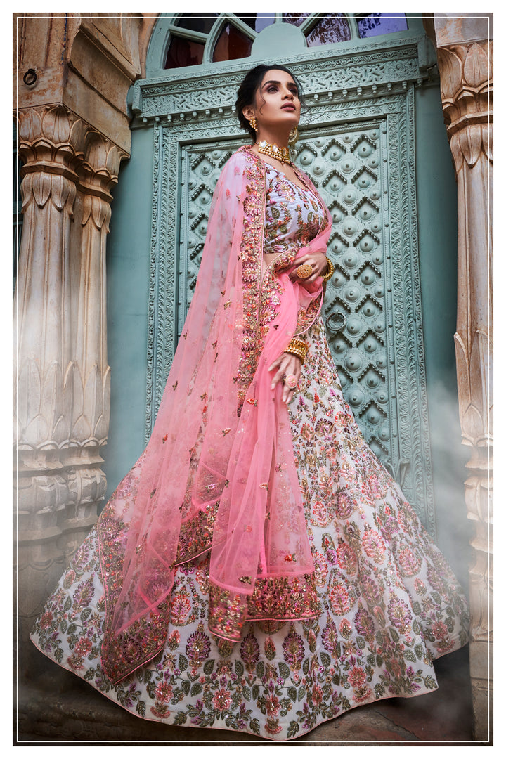 Stunning Off-White Wedding Lehenga | Festive Georgette Lehenga Choli