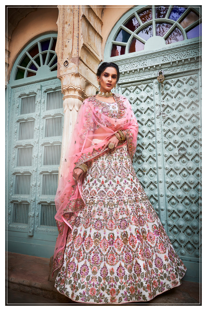 Stunning Off-White Wedding Lehenga | Festive Georgette Lehenga Choli