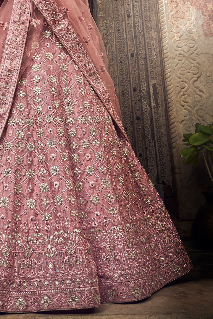 Designer Salmon Pink Lehenga Choli | Gota & Thread Work Outfit