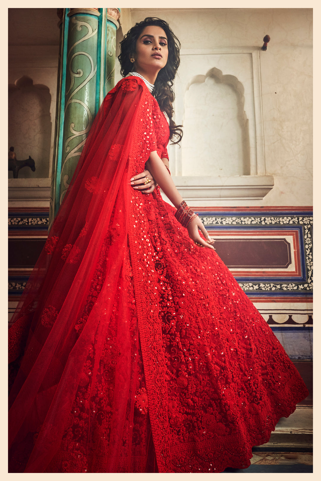 Red Soft Net Lehenga Choli | Bridal Outfit for Weddings & Parties