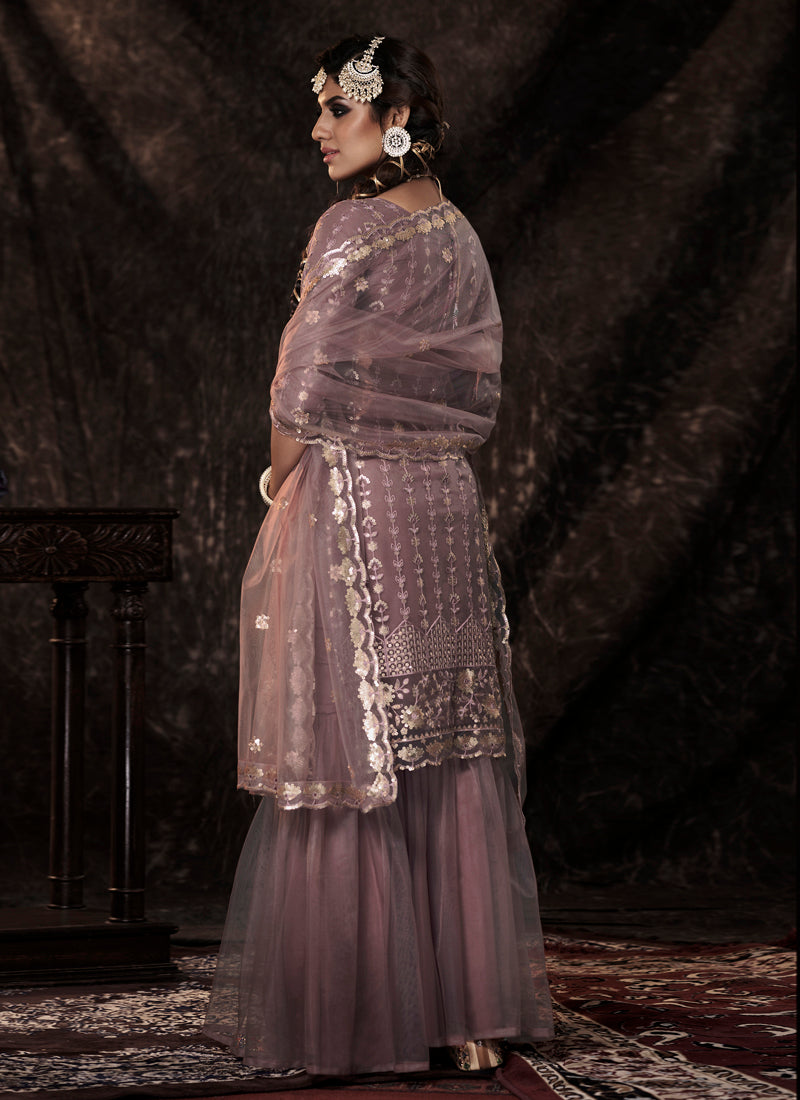 Lilac Soft Net Salwar Suit | Elegant Sequins Ethnic Wear