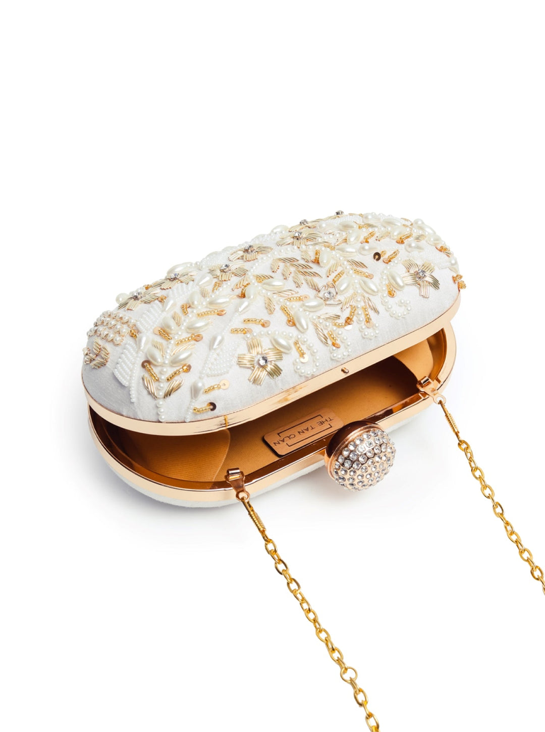 Elizah Zardozi Hand Embroidered Clutch | Luxury Raw Silk Evening Bag