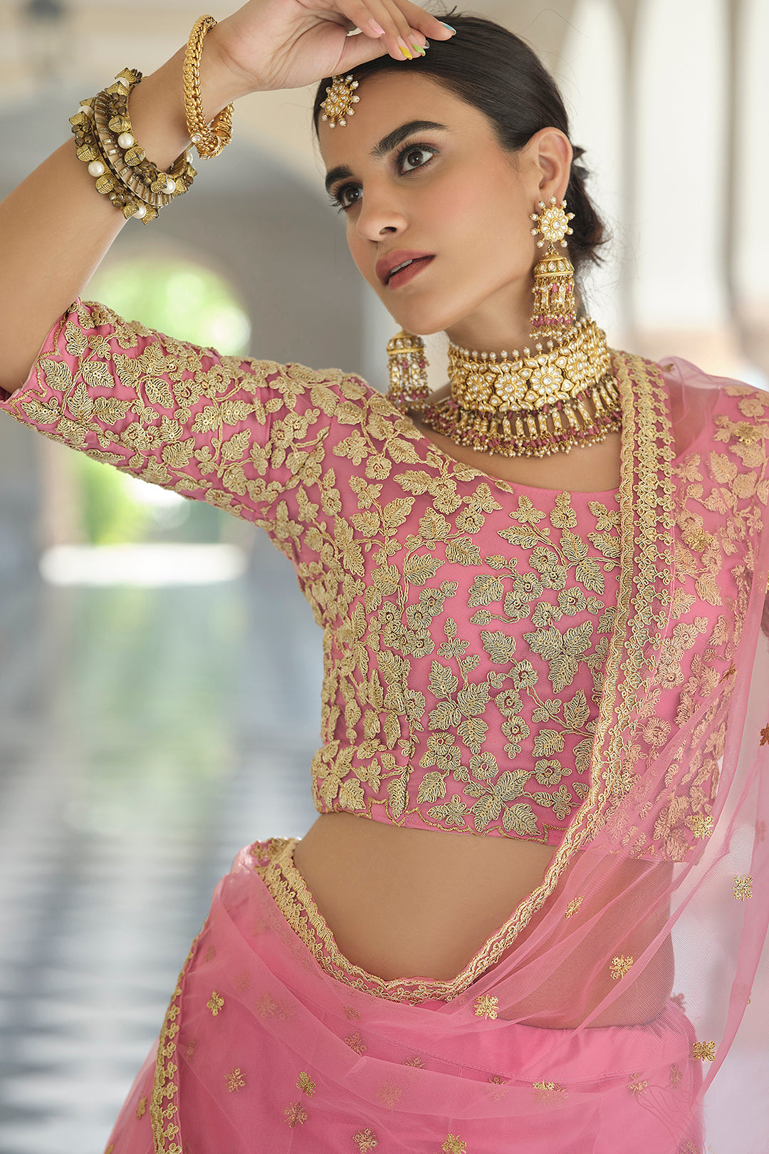 Designer Baby Pink Semi Stitched Lehenga | Soft Net with Blouse for Wedding