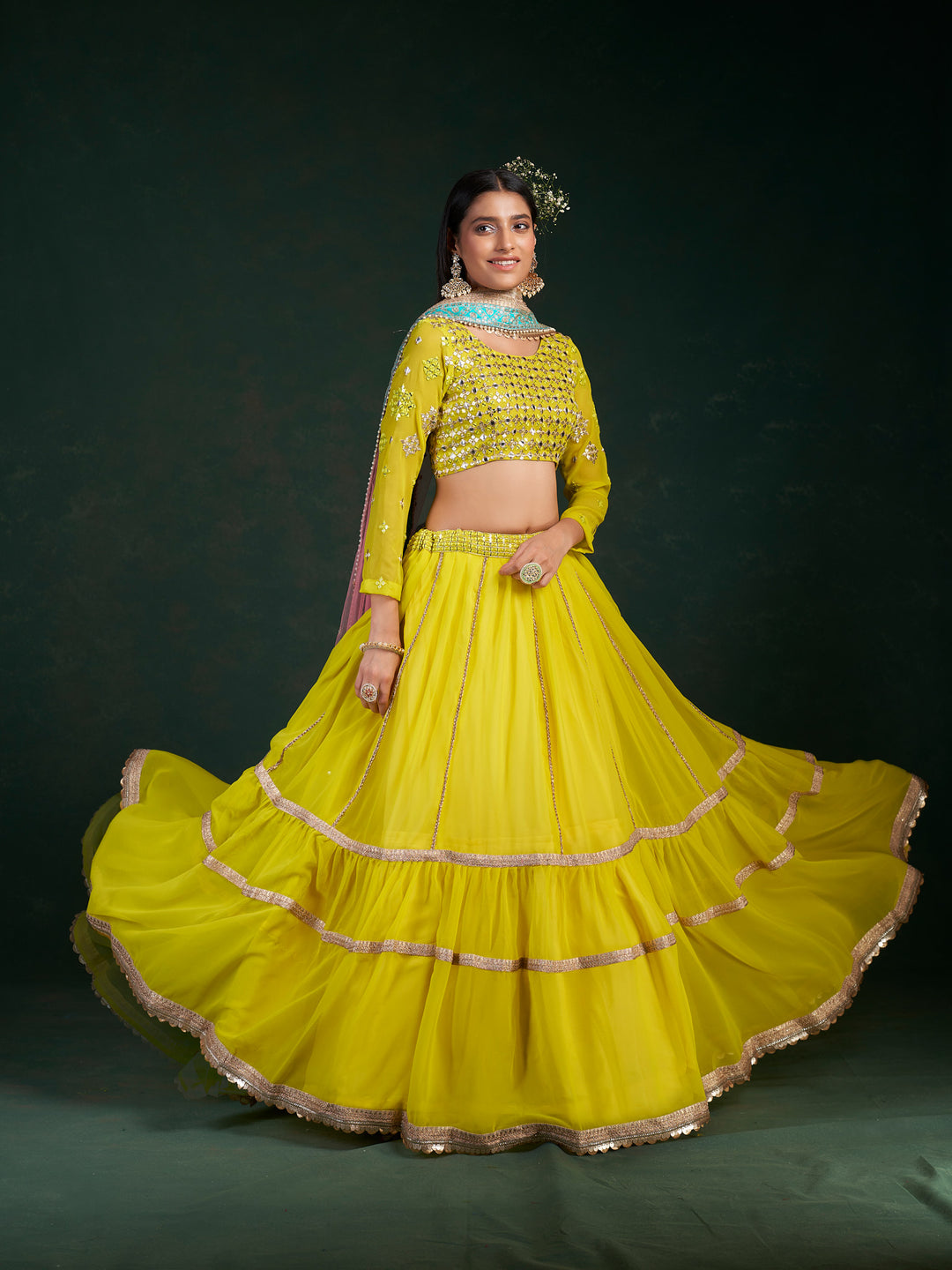 Traditional Lime Yellow Lehenga | Party Wear & Wedding Lehenga