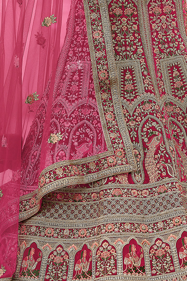 Pink Velvet Bridal Lehenga | Indian Lehenga Choli Set for Women