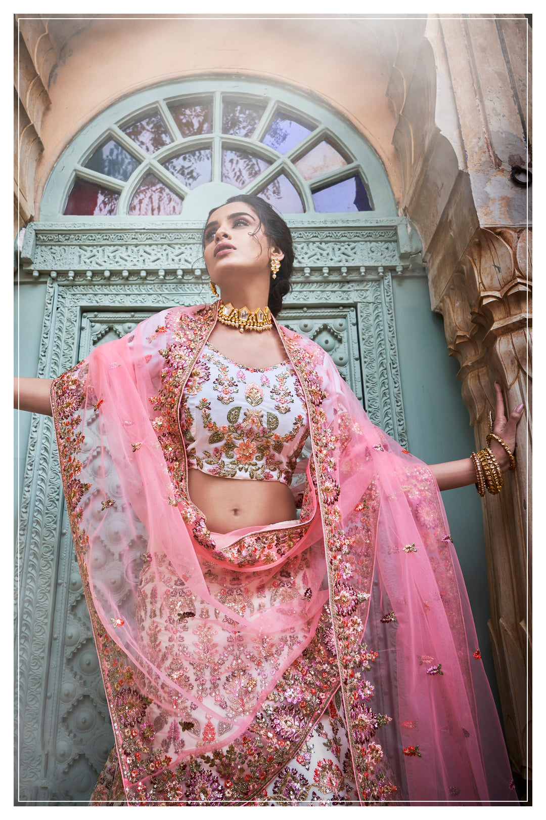 Stunning Off-White Wedding Lehenga | Festive Georgette Lehenga Choli