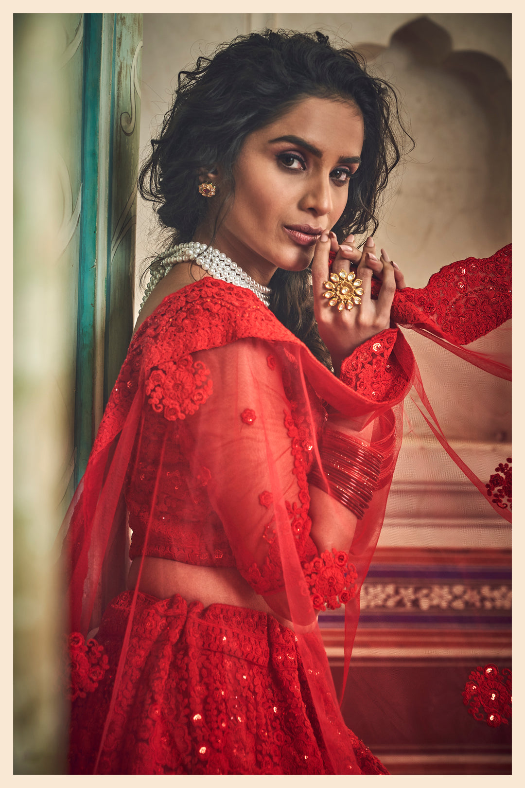 Red Soft Net Lehenga Choli | Bridal Outfit for Weddings & Parties